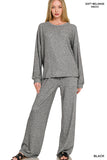Soft Melange Hacci Long Sleeve Tee And Pant Set