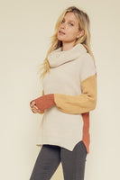 Turtle Neck Color Block Dolman Sweater