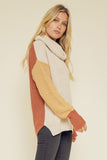 Turtle Neck Color Block Dolman Sweater