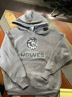 Wolves Youth Graphite Embroidery Look Hoodie