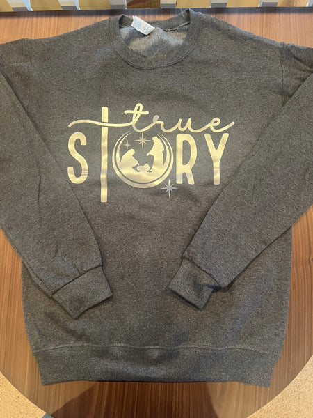 True Story Silver Lettering Crew Neck No