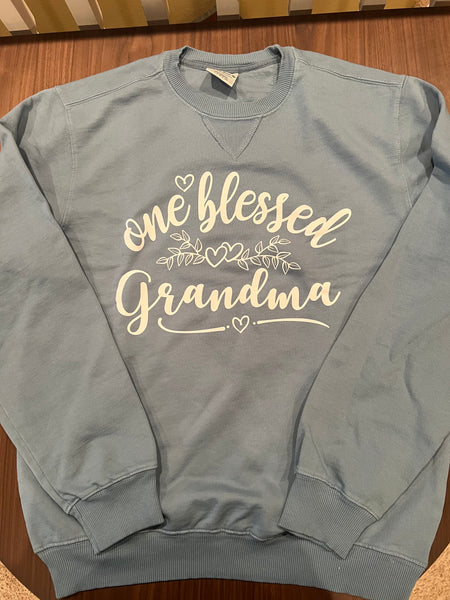 Blessed Grandma Beach Washed Crew Neck Sweatshirt