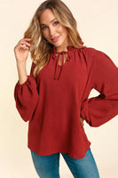 Plus Burgundy Frilled Edge Top