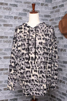Animal Print Stripe Detail Hoodie