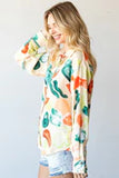Multi Color Abstract Button Down Top