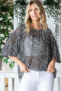 Black Ditsy Dot Lightweight Top