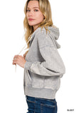 Acid Wash Cropped Full Zip Hoodie