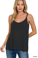 Woven Crinkle Double Strap Cami Top