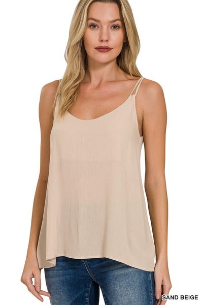 Woven Crinkle Double Strap Cami Top