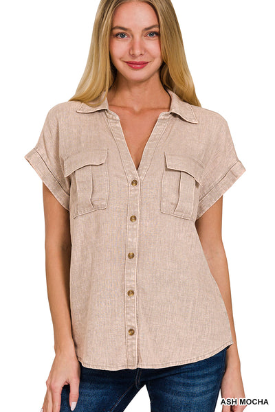 Washed Linen Button Down Shirt