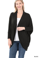 Black 3/4 Sleeve Cocoon Wrap Cardigan