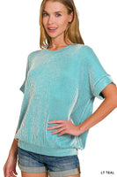 Corded Ribbed Short Sleeve Top