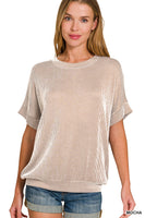 Corded Ribbed Short Sleeve Top