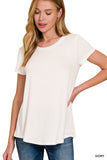 Flowy Round Hem Rayon Short Sleeve Top