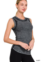 Washed Ribbed Scoop Neck Tank Top