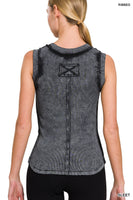 Washed Ribbed Scoop Neck Tank Top