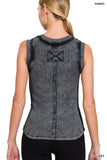 Washed Ribbed Scoop Neck Tank Top
