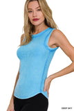 Washed Ribbed Scoop Neck Tank Top
