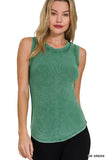 Washed Ribbed Scoop Neck Tank Top