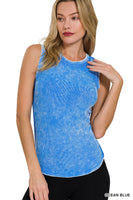 Washed Ribbed Scoop Neck Tank Top