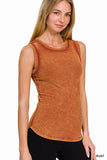 Washed Ribbed Scoop Neck Tank Top