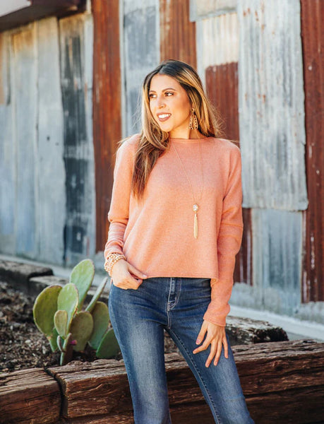 Criss Cross Back Salmon Sweater