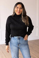 Black Textured Turtle Neck Sweater