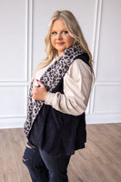 Black With Leopard Hooded Soft Vest