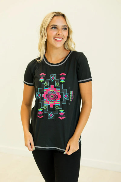 Aztec Graphic on Black Tshirt