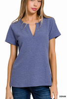 Baby Waffle Henley Neck Short Sleeve Top