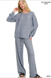 Soft Melange Hacci Long Sleeve Tee And Pant Set