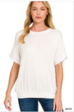 Corded Ribbed Short Sleeve Top