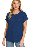 Center Seam Short Sleeve Sweater