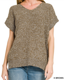 Center Seam Short Sleeve Sweater