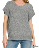 Center Seam Short Sleeve Sweater