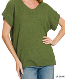 Center Seam Short Sleeve Sweater