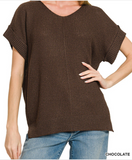 Center Seam Short Sleeve Sweater