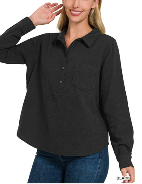Double Gauze 3/4 Button Shirt