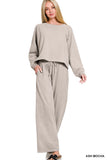 Washed French Terry Round Neck Pullover & Pants Set