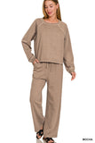 Washed French Terry Round Neck Pullover & Pants Set