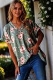 Ribbed Floral Olive Top