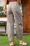 Leopard Drawstring Waist Jeans