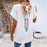 Vneck Cutout Short Sleeve Top