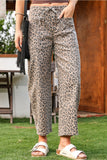Leopard Drawstring Waist Jeans