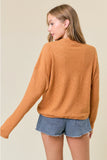 Knit Mock Neck Drawstring Hem Top