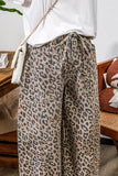 Leopard Drawstring Waist Jeans