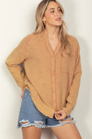 Crinkled Gauze Long Sleeve Top