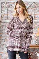 Brown Aztec Hoodie Top