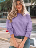 Horizontal Ribbed Exposed Seam Crew Neck