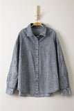 Mineral Washed Chambray Long Sleeve Top